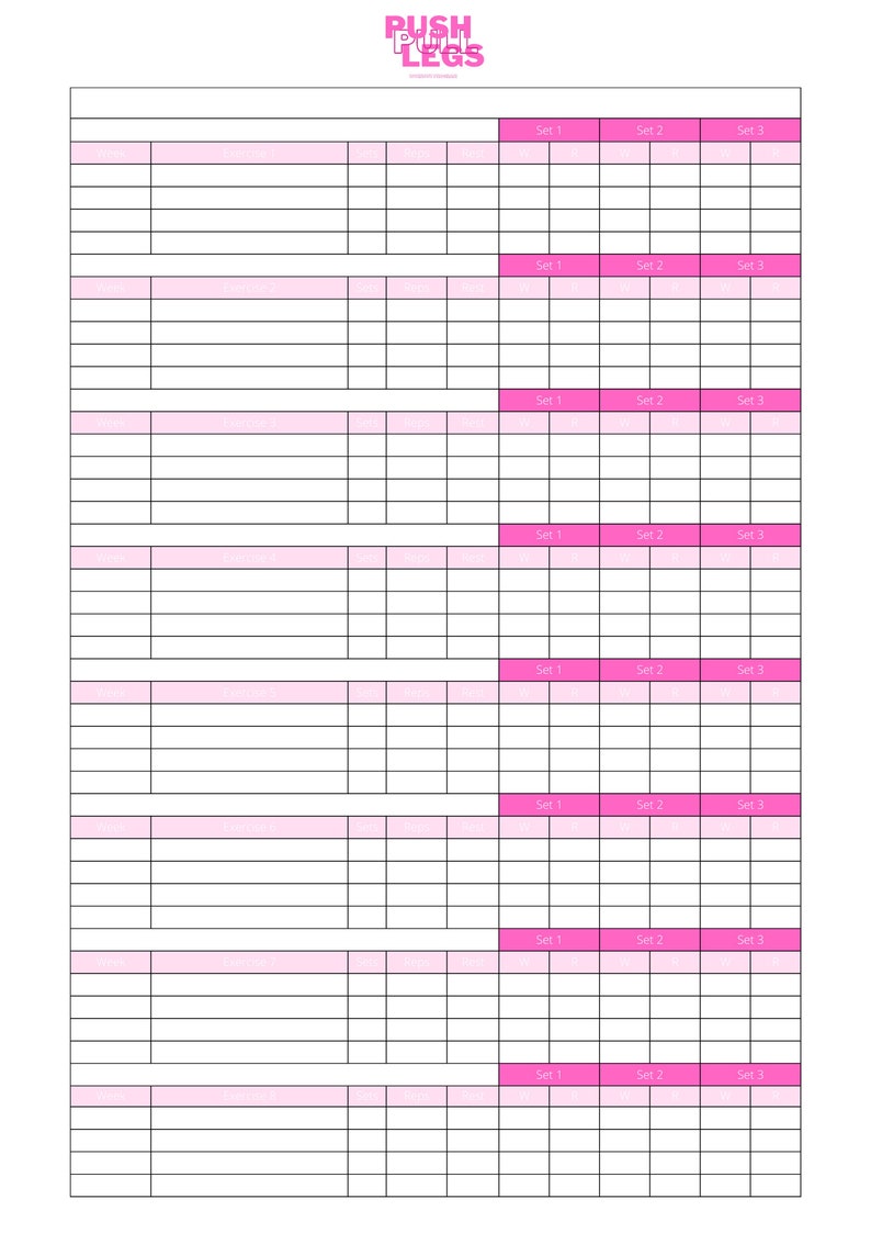 Push Pull Legs, Workout Program, Workout Plan, Workout Template