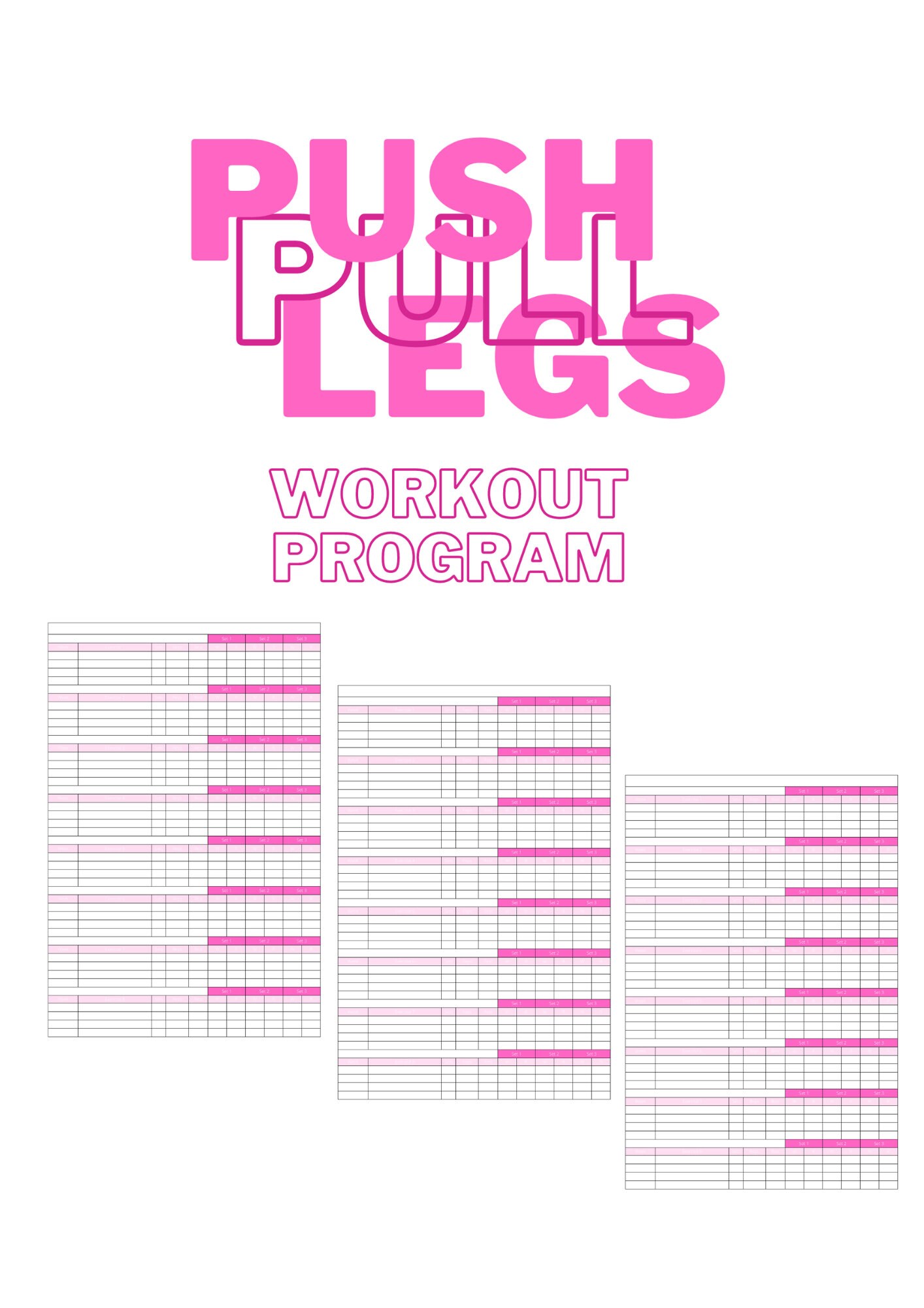 Push Pull Legs Workout Program Workout Plan Workout Template Beginner Intermediate Workout 3 Days Workout Gym Exercise. Fitness Sport Etsy
