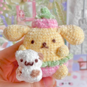 Strawberry pudding dog crochet pattern