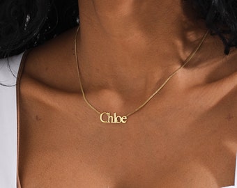 14K Gold Curb Chain Name Necklace, 14K Nameplate Necklace, Curb Chain Necklace, Cuban Link Chain, Custom Name Necklace, Personalized Jewelry