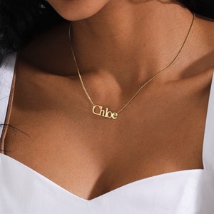 14K Gold Curb Chain Name Necklace, 14K Nameplate Necklace, Curb Chain Necklace, Cuban Link Chain, Custom Name Necklace, Personalized Jewelry