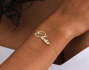 14K benutzerdefinierte Namensarmband Fußkettchen, personalisierte Namens Fußkettchen Armband, personalisierte Geburtstagsgeschenke für sie, Gold Name Schmuck, Brautjungfer Geschenke