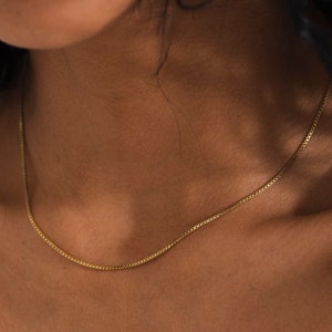 14K Gold Box Chain Necklace, Dainty Box Chain, 925 Sterling Silver Box Chain Necklace, Round Box Chain Necklace, Layered Necklace for Women