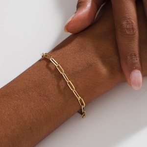 14k gold paperclip chain bracelet - 925 sterling silver paper clip bracelet - paper clip chain