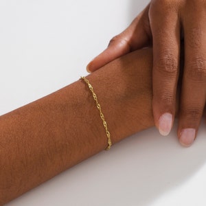 Dainty Gold Twist Chain Bracelet - Thin Rope Chain Bracelet - Twisted Chain Bracelet - Simple Gold Bracelet - Everyday Bracelet for Women
