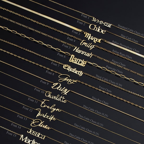 14K Gold Name Necklace, Custom Name Plate and Chain Necklace | Dainty Name Necklace, Personalized Gifts, Gift For Her, Gift For Mom