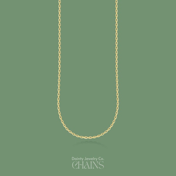 14K Gold Cable Chain Necklace - 12 14 16 18 20 22 24 Inch Chain Necklace - Thin Chain Necklace - Simple Gold Necklace - Gift for Her