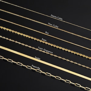 14k Gold Bracelet Chains - Paperclip, Box, Herringbone, Rope, Curb, Twist Chain Bracelets - Dainty Everyday Jewelry - Gift for Her