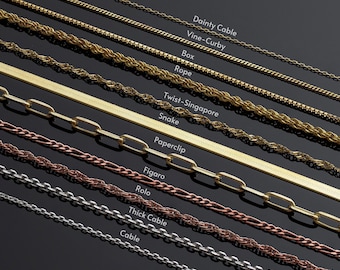 14K Gold Chain Necklace - 12 14 16 18 20 22 inch Gold Chain - Paperclip Chain - Cable Chain - Rope Chain - Box Chain - Figaro Chain