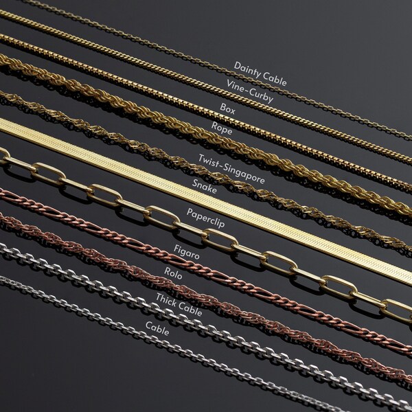 14K Gold Chain Necklace - 12 14 16 18 20 22 inch Gold Chain - Paperclip Chain - Cable Chain - Rope Chain - Box Chain - Figaro Chain