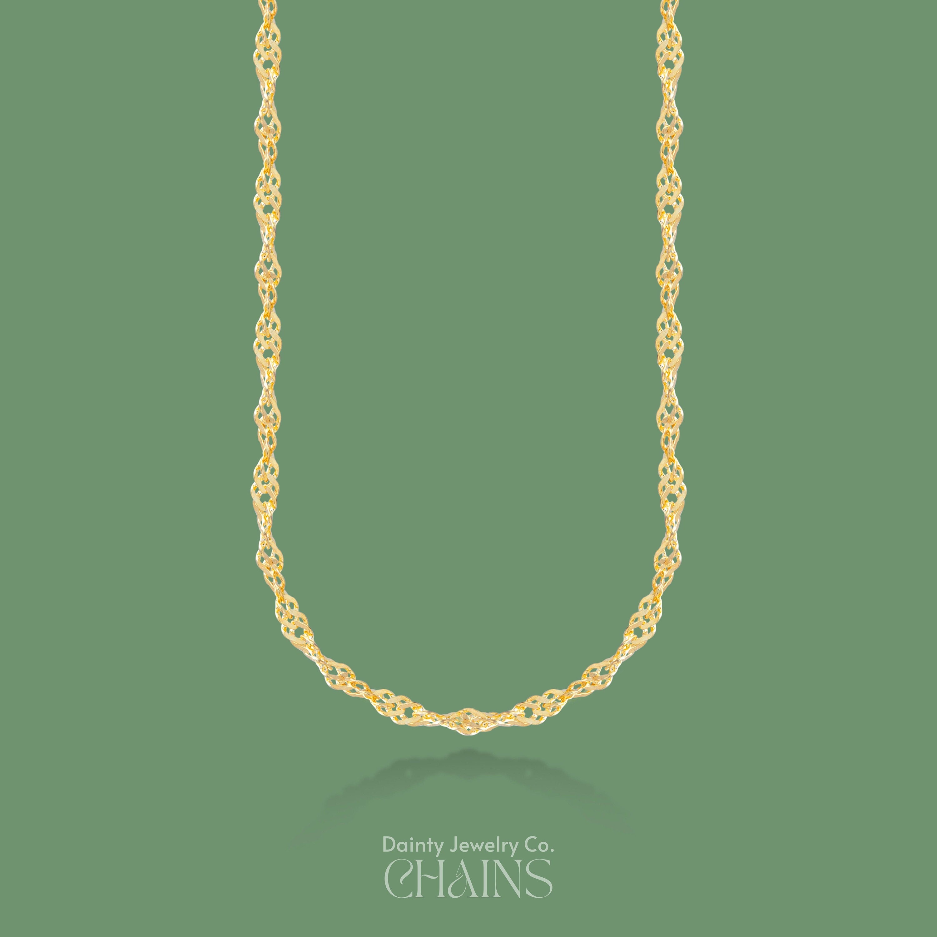 14k Gold Twist Chain Necklace - Dainty Twist Chain - Thin