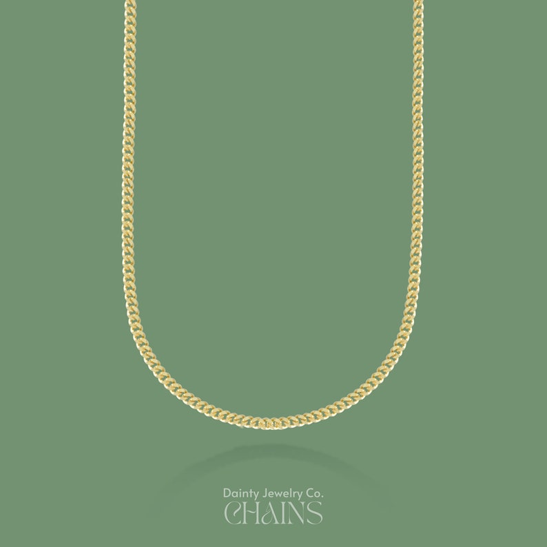 Dainty Curb Chain Gold Curb Chain Necklace Thin Cuban Link Chain Necklace Sterling Silver Curb Chain Necklace Necklace for Women image 4