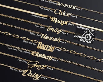 Custom Name Plate Necklace, Gold Name Necklace, Nameplate Necklace, Custom Name Jewelry, Personalized Gifts, Gift For Her, Christmas Gifts