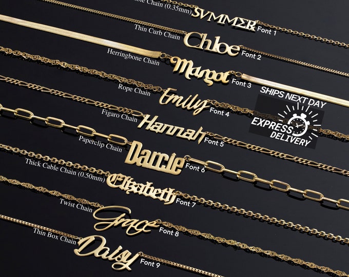 Custom Name Plate Necklace, Gold Name Necklace, Nameplate Necklace, Custom Name Jewelry, Personalized Gifts, Gift For Her, Christmas Gifts