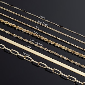 Paperclip/Snake/Box/Rope/Curby/Cable Chain Necklace - 12 to 24 inch Chain Necklace - Waterproof Chain Necklace - Chain Necklaces for Women