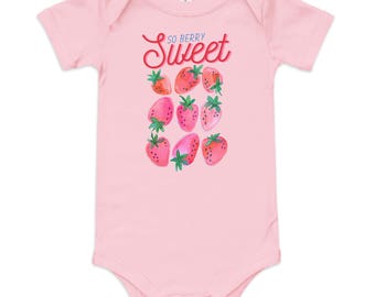 Body de bebê "Tão Doce com Morangos"