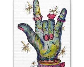 LOVE YOU! Canvas Wall Art | Colorful 'I Love You' Stretched Matte Canvas