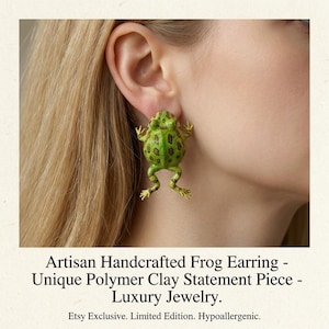 Hantverksmässigt tillverkade grodörhängen, unika smycken i polymerlera