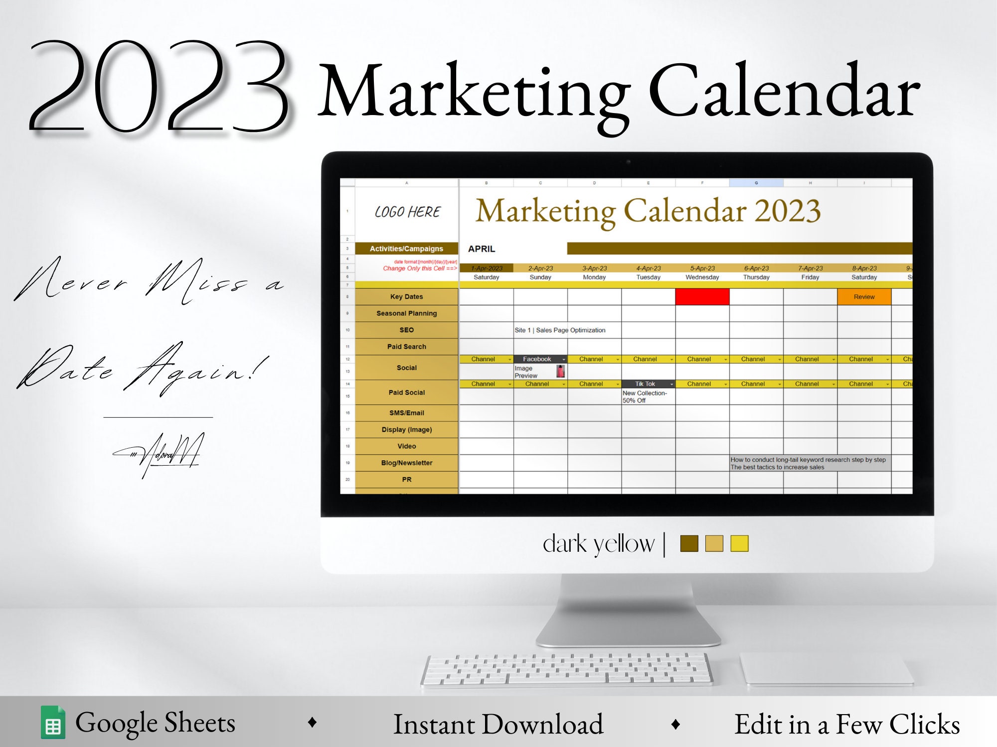 2023 Marketing Calendar Template Content Calendar in Google - Etsy