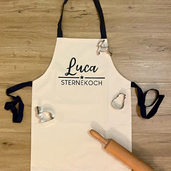 Baking apron for children - cooking apron - star chef - apron with name - individual apron - children's chef - personalized apron