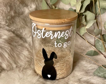 Osternest to go Osterkorb Osterkörbchen personalisiert Kind Geschenkverpackung für Ostern Ostergeschenk  Glas Gastgeschenk