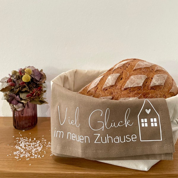 Küchentuch personalisiert | Geschenk zum Einzug Brot und Salz Umzug Eigenheim | Geschirrtuch Haus Hausbau Bauherr Bauherrin Einweihung