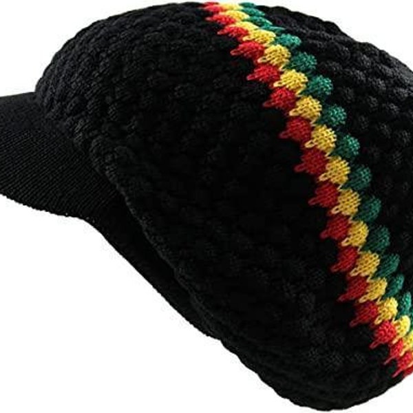 Rasta Hat For Dreadlocks.bob Marley Hat With Rasta Stripe.(rh4) Dreadlock Accessories Mens Tams Beanie Hat. Jamaican Style Hats For Men And