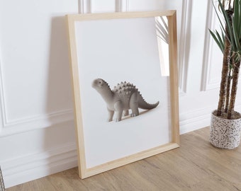 Dinosaur Decor, Dinosaur Prints, 3D Dinosaur Wall Art, Dinosaur Nursery, Boys Bedroom Decor, Nursery Decor Boy, Nursery Wall Art, Brown Dino