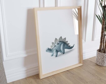 Dinosaur Decor, Dinosaur Prints, 3D Dinosaur Wall Art, Dinosaur Nursery, Boys Bedroom Decor, Nursery Decor Boy, Nursery Wall Art, Blue Dino