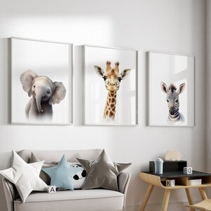 Safari Nursery Decor, Nursery Wall Art Printable Set of 3, Jungle Safari Animal, Jungle Nursery Decor, Safari Nursery Print, Neutral Nursery