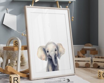 Printable Wall Art Nursery,  Safari Nursery Decor Elephant, Nursery Wall Art, Nursery Pictures, Baby Animals, Watercolor Animals, Jungle