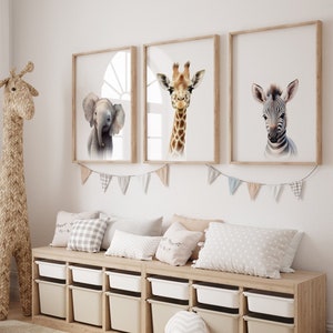 Safari Nursery Decor, Nursery Wall Art Printable Set of 3, Jungle Safari Animal, Jungle Nursery Decor, Safari Nursery Print, Neutral Nursery