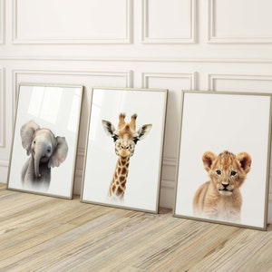 Safari Nursery Decor, Nursery Wall Art Printable Set of 3, Baby Animals Prints, Jungle Nursery Decor, Safari Nursery Prints, Neutral Nursery