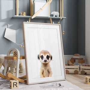 Printable Wall Art Nursery,  Safari Nursery Decor Meerkat, Nursery Wall Art, Jungle theme, Nursery Pictures, Baby Animals, Neutral Color