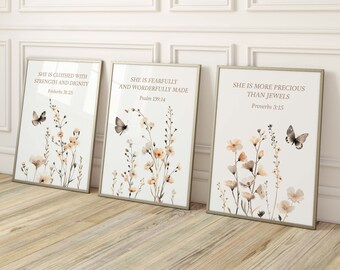 Christian Nursery Wall Art, Christian Nursery Decor, Set of 3, Bible Verse Nursery, Nursery Scripture,Christian Nursery Print,Christian Baby