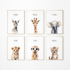 Nursery Wall Art Printable, Safari Nursery Decor, Set of 6, Jungle Safari Animals, Baby Animals Nursery, Nursery Animals, Nursery Prints