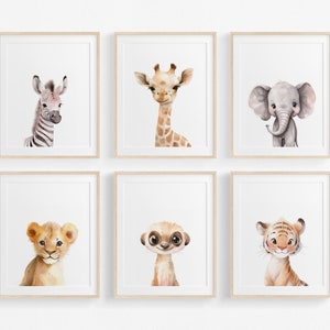 Printable Wall Art Nursery, Safari Nursery Decor, Set of 6, Nursery Wall Art, Jungle theme, Neutral Nursery Decor, Nursery Prints