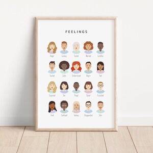 Póster de sentimientos, impresiones de sentimientos, póster educativo, póster para el aula, decoración del aula Montessori, decoración de la educación en el hogar, impresión de la educación en el hogar
