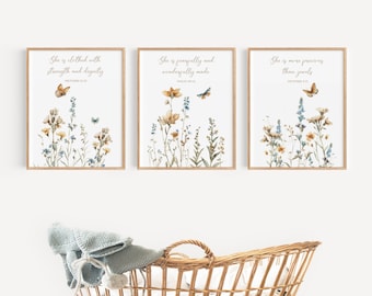 Christian Nursery Wall Art, Christian Nursery Decor, Set of 3, Bible Verse Nursery, Nursery Scripture,Christian Nursery Print,Christian Baby