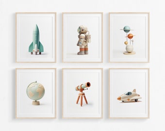 Weltall Poster, Weltraum Poster, Kinderzimmer Dekor, 6er Set, Kinderzimmer Dekor, moderne Kunst für Mädchen und Jungen