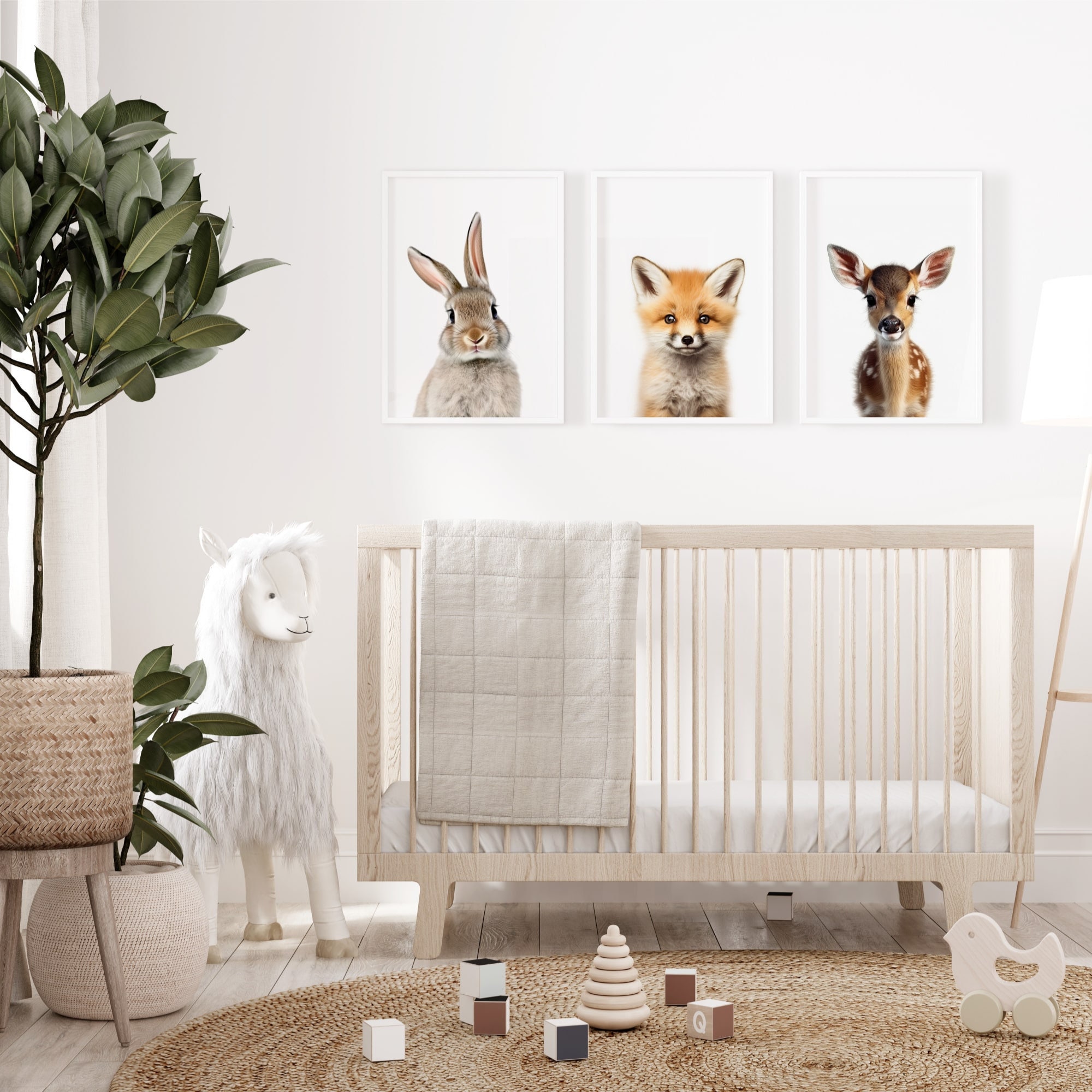 Nursery Wall Art Printable, Woodland Animals Nursery, Set of 6, Baby ...