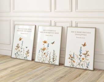 Christian Nursery Wall Art, Christian Nursery Decor, Set of 3, Bible Verse Nursery, Nursery Scripture,Christian Nursery Print,Christian Baby