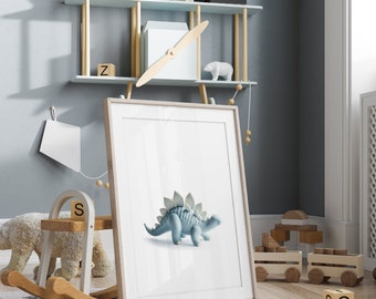 Dinosaur Decor, Dinosaur Prints, 3D Dinosaur Wall Art, Dinosaur Nursery, Boys Bedroom Decor, Nursery Decor Boy, Nursery Wall Art, Blue Dino
