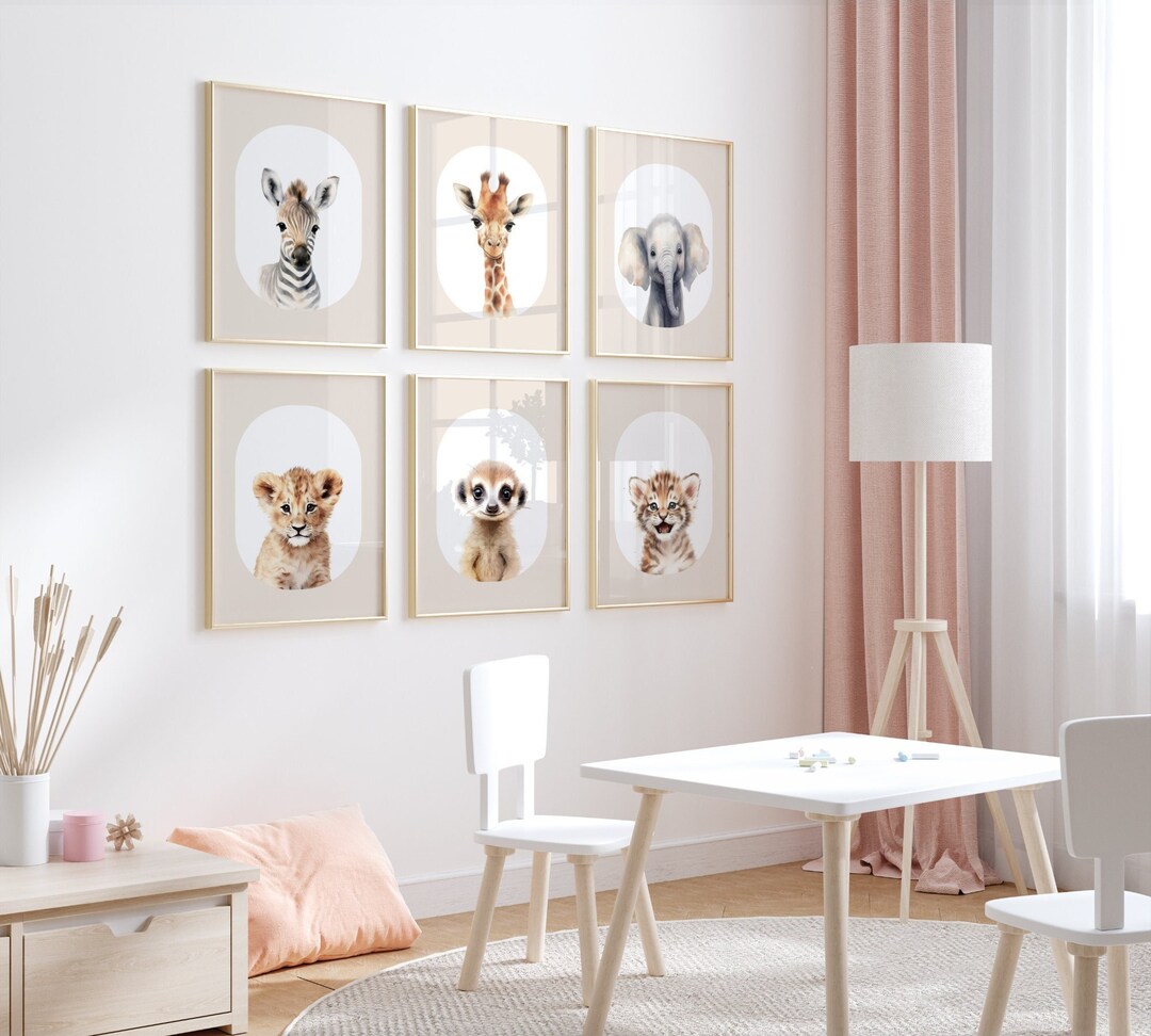 Safari Nursery Decor, Set of 6, Nursery Wall Art, Nursery Prints ...