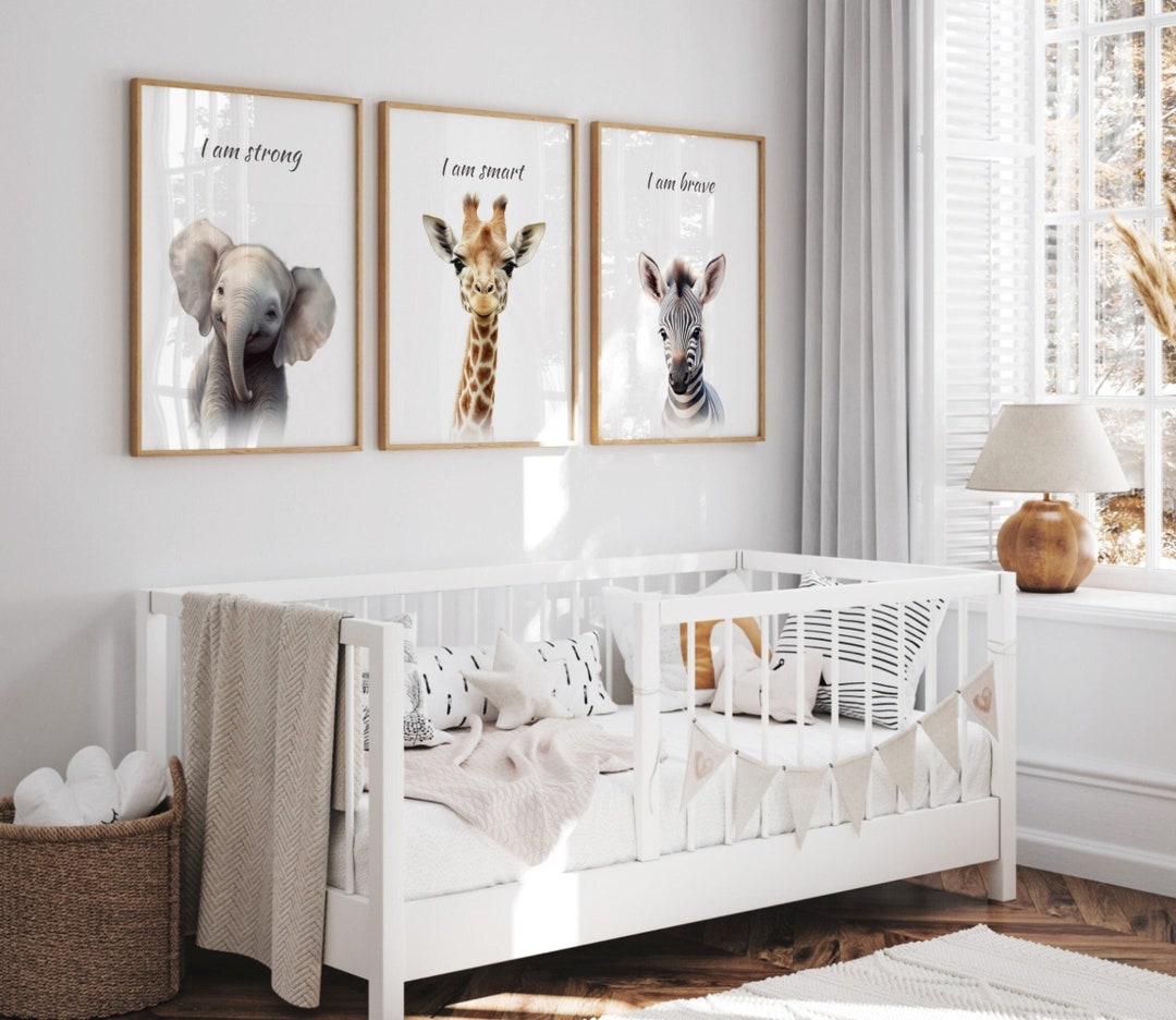 Safari Nursery Decor, Nursery Wall Art Printable Set of 3, Jungle ...
