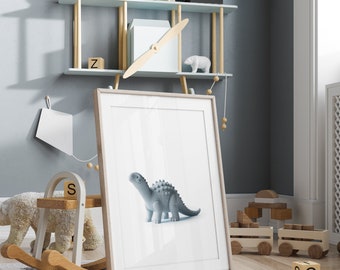 Dinosaur Decor, Dinosaur Prints, 3D Dinosaur Wall Art, Dinosaur Nursery, Boys Bedroom Decor, Nursery Decor Boy, Nursery Wall Art, Blue Dino