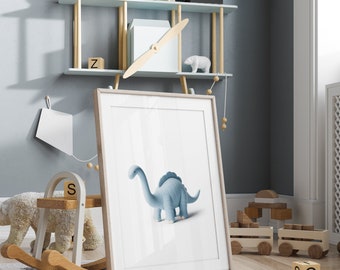 Dinosaur Decor, Dinosaur Prints, 3D Dinosaur Wall Art, Dinosaur Nursery, Boys Bedroom Decor, Nursery Decor Boy, Nursery Wall Art, Blue Dino