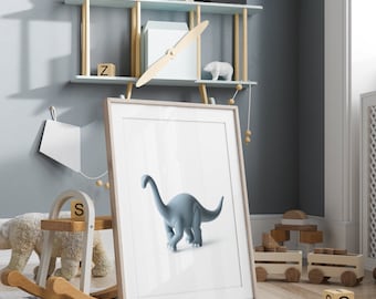 Dinosaur Decor, Dinosaur Prints, 3D Dinosaur Wall Art, Dinosaur Nursery, Boys Bedroom Decor, Nursery Decor Boy, Nursery Wall Art, Blue Dino