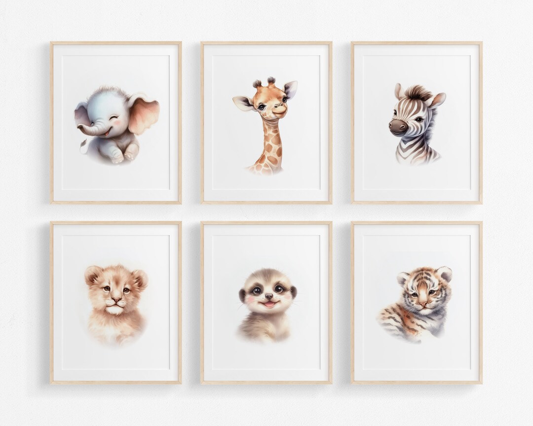 Safari Animals Wall Art Set of 3 Prints for Nursery main image 1