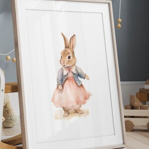 Bunny rabbit print, custom nursery name, baby girl print, Nursery Decor Girl, baby animals nursery, nursery wall art, nursery animals print, baby girl print, baby girl printable, nursery decor girl, personalised nursery decor, nursery print girl